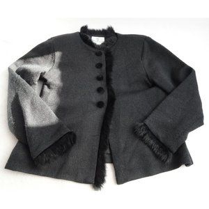 Florence Eiseman Black Knit Button Front Cardigan - Girls Size 7